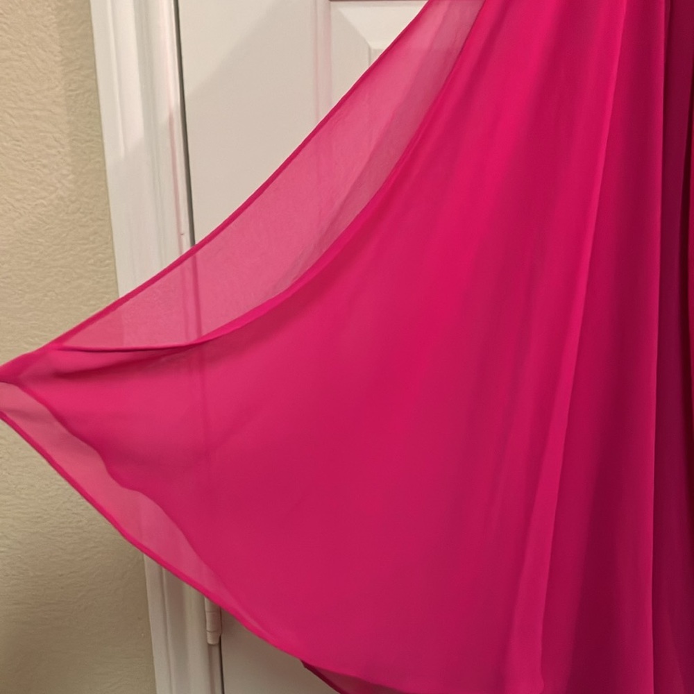 NWT Lauren by Ralph Lauren Women's Londie One-Shoulder Fuschia Dress Size 14 - Picture 5 of 12